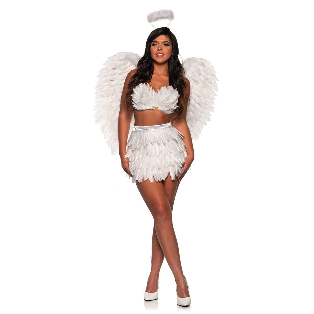 4278 Feather Mini Skirt White Set - Angel Adult Halloween Costume, Heaven